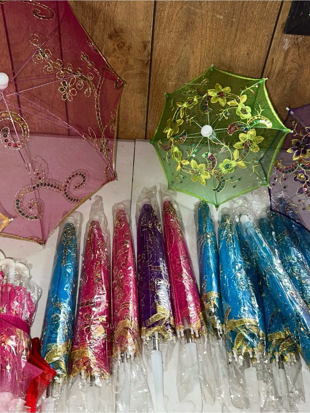 Decorative Floral Lace Party Umbrella - Green